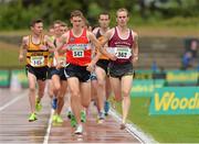 28 July 2013; Mark Christy, right, Mullingar Harriers A.C. Co. Westmeath, on his way to winning the Men's 5000m from second place Michael Mulhare from Portlaoise A.C. Co. Laois at the Woodie’s DIY National Senior Track and Field Championships. Morton Stadium, Santry, Co. Dublin. Picture credit: Matt Browne / SPORTSFILE