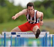 28 July 2013; Tom Carey, centre, from City of Derry A.C. on his way to winning the 110m Hurdles at the Woodie’s DIY National Senior Track and Field Championships. Morton Stadium, Santry, Co. Dublin. Picture credit: Matt Browne / SPORTSFILE