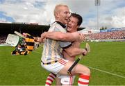 28 July 2013; Daniel Kearney, Cork, celebrates with Stephen White, left, following their side's victory. GAA Hurling All-Ireland Senior Championship, Quarter-Final, Cork v Kilkenny, Semple Stadium, Thurles, Co. Tipperary. Picture credit: Stephen McCarthy / SPORTSFILE