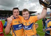 28 July 2013; Tony Kelly, right, and Conor Ryan, Clare, celebrate following their side's victory. GAA Hurling All-Ireland Senior Championship, Quarter-Final, Galway v Clare, Semple Stadium, Thurles, Co. Tipperary. Picture credit: Stephen McCarthy / SPORTSFILE