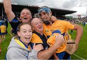 28 July 2013; Brendan Bugler, Clare, celebrates with supporters following their side's victory. GAA Hurling All-Ireland Senior Championship, Quarter-Final, Galway v Clare, Semple Stadium, Thurles, Co. Tipperary. Picture credit: Stephen McCarthy / SPORTSFILE