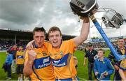28 July 2013; Tony Kelly, right, and Conor Ryan, Clare, celebrate following their side's victory. GAA Hurling All-Ireland Senior Championship, Quarter-Final, Galway v Clare, Semple Stadium, Thurles, Co. Tipperary. Picture credit: Stephen McCarthy / SPORTSFILE