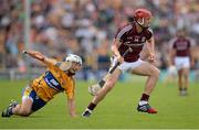 28 July 2013; Joe Canning, Galway, in action against Patrick O'Connor, Clare. GAA Hurling All-Ireland Senior Championship, Quarter-Final, Galway v Clare, Semple Stadium, Thurles, Co. Tipperary. Picture credit: Stephen McCarthy / SPORTSFILE