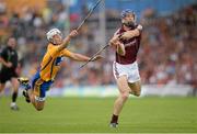 28 July 2013; Cyril Donnellan, Galway, in action against Patrick O'Connor, Clare. GAA Hurling All-Ireland Senior Championship, Quarter-Final, Galway v Clare, Semple Stadium, Thurles, Co. Tipperary. Picture credit: Stephen McCarthy / SPORTSFILE