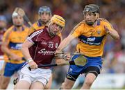 28 July 2013; David Glennon, Galway, in action against Patrick Donnellan, Clare. GAA Hurling All-Ireland Senior Championship, Quarter-Final, Galway v Clare, Semple Stadium, Thurles, Co. Tipperary. Picture credit: Stephen McCarthy / SPORTSFILE