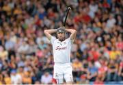 28 July 2013; Galway goalkeeper Colm Callanan reacts during the game. GAA Hurling All-Ireland Senior Championship, Quarter-Final, Galway v Clare, Semple Stadium, Thurles, Co. Tipperary. Picture credit: Stephen McCarthy / SPORTSFILE