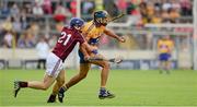 28 July 2013; Brendan Bugler, Clare, in action against Cyril Donnellan, Galway. GAA Hurling All-Ireland Senior Championship, Quarter-Final, Galway v Clare, Semple Stadium, Thurles, Co. Tipperary. Picture credit: Ray McManus / SPORTSFILE
