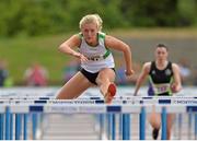 28 July 2013; Sarah Lavin, from Emerald A.C. Co. Limerick, on her way to winning the Women's 100m Hurdles at the Woodie’s DIY National Senior Track and Field Championships. Morton Stadium, Santry, Co. Dublin. Picture credit: Matt Browne / SPORTSFILE