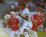 29 July 2013; Rudolph Austin, Leeds United XI, in action against Dean Kelly, Shelbourne. Friendly, Shelbourne v Leeds United XI, Tolka Park, Dublin. Picture credit: David Maher / SPORTSFILE