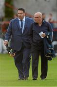 29 July 2013; Leeds United manager Brian McDermott, right, with Pat Dolan before the start of the game. Friendly, Shelbourne v Leeds United XI, Tolka Park, Dublin. Picture credit: David Maher / SPORTSFILE