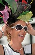 30 July 2013; Fiona Caulfield, from Oranmore, Co. Galway, enjoys a day at the races. Galway Racing Festival, Ballybrit, Co. Galway. Picture credit: Barry Cregg / SPORTSFILE