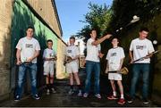 30 July 2013; Pictured are, from left, Dublin hurler Paul Ryan, Gareth Raymond, Aaron Byrne, Limerick hurler Niall Moran, Conor Fitzgerald and Down hurler Paul Sheehan, in attendance at a GAA/GPA Freestyle Hurling joint hurling initiative. Croke Park, Dublin. Photo by Sportsfile