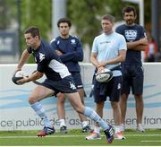 30 July 2013; Racing Metro's Jonathan Sexton, left, watched by kicking coach Ronan O'Gara during squad training. Racing Metro Squad Training, Avenue Paul Langevin, Le Plessis Robinson, Paris, France. Picture credit: Fred Porcu / SPORTSFILE
