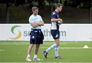 30 July 2013; Racing Metro's Jonathan Sexton, right, and kicking coach Ronan O'Gara during squad training. Racing Metro Squad Training, Avenue Paul Langevin, Le Plessis Robinson, Paris, France. Picture credit: Fred Porcu / SPORTSFILE