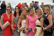 30 July 2013; Pictured are, from left to right, Noelle Greene, Sinead Walsh, Aoife Ryan, Kate Hennessy, Tara Johnston and Jill Petrice enjoying a day at the races. Galway Racing Festival, Ballybrit, Co. Galway. Picture credit: Barry Cregg / SPORTSFILE