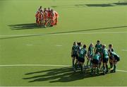 30 July 2013; Both teams have a team talk during a break in play. Electric Ireland EuroHockey U18 Girls Championships, Group A, Ireland v Netherlands, National Hockey Stadium, Belfield, Dublin. Picture credit: Brian Lawless / SPORTSFILE
