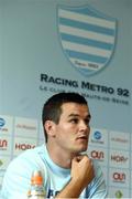 30 July 2013; Racing Metro's new signing Jonathan Sexton during a press conference. Avenue Paul Langevin, Le Plessis Robinson, Paris, France. Picture credit: Fred Porcu / SPORTSFILE