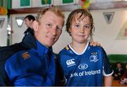 31 July 2013; Leinster's Leo Cullen with camp participant Sam McGannon, age 9, during a Leinster Rugby Summer Camp at Donnybrook, Dublin. Picture credit: Brian Lawless / SPORTSFILE