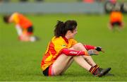 6 February 2022; Grainne Flynn of Castlebar Mitchels dejected after the 2021 currentaccount.ie All-Ireland Ladies Intermediate Club Football Championship Final match between Castlebar Mitchels, Mayo and St Sylvester's, Dublin at Duggan Park in Ballinasloe, Galway. Photo by Michael P Ryan/Sportsfile