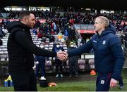 6 February 2022; Galway manager Henry Shefflin, right, shakes hands with Offaly manager Michael Fennelly after the Allianz Hurling League Division 1 Group A match between Galway and Offaly at Pearse Stadium in Galway. Photo by Ray Ryan/Sportsfile