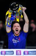 6 February 2022; Steelstown captain Neil Forester lifts the Kieran O'Sullivan cup after his side's victory in the AIB GAA Football All-Ireland Intermediate Club Championship Final match between Trim, Meath, and Steelstown Brian Óg's, Derry, at Croke Park in Dublin. Photo by Piaras Ó Mídheach/Sportsfile