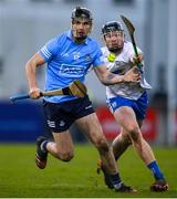 6 February 2022; Danny Sutcliffe of Dublin in action against DJ Foran of Waterford during the Allianz Hurling League Division 1 Group B match between Dublin and Waterford at Parnell Park in Dublin. Photo by Stephen McCarthy/Sportsfile