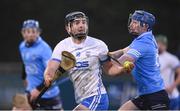 6 February 2022; Patrick Curran of Waterford in action against Conor Burke of Dublin during the Allianz Hurling League Division 1 Group B match between Dublin and Waterford at Parnell Park in Dublin. Photo by Stephen McCarthy/Sportsfile