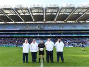 6 February 2022; Referee Barry Judge and his umpires before the AIB GAA Football All-Ireland Intermediate Club Championship Final match between Trim, Meath, and Steelstown Brian Óg's, Derry, at Croke Park in Dublin. Photo by Piaras Ó Mídheach/Sportsfile