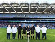 6 February 2022; Referee Barry Judge and his officials before the AIB GAA Football All-Ireland Intermediate Club Championship Final match between Trim, Meath, and Steelstown Brian Óg's, Derry, at Croke Park in Dublin. Photo by Piaras Ó Mídheach/Sportsfile
