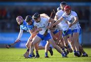 6 February 2022; Conor Gleeson of Waterford in action against Dónal Burke of Dublin during the Allianz Hurling League Division 1 Group B match between Dublin and Waterford at Parnell Park in Dublin. Photo by Stephen McCarthy/Sportsfile