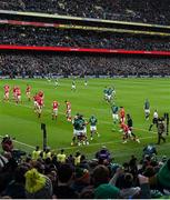 5 February 2022; Ireland players celebrate their first try, scored by Bundee Aki of Ireland during the Guinness Six Nations Rugby Championship match between Ireland and Wales at the Aviva Stadium in Dublin. Photo by Harry Murphy/Sportsfile