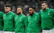 5 February 2022; Ireland players, from left, Hugo Keenan, Jamison Gibson Park, Bundee Aki and Caelan Doris before the Guinness Six Nations Rugby Championship match between Ireland and Wales at Aviva Stadium in Dublin. Photo by Brendan Moran/Sportsfile