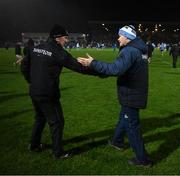 5 February 2022; Dublin manager Dessie Farrell, right, and Kerry manager Jack O'Connor shake hands after the Allianz Football League Division 1 match between Kerry and Dublin at Austin Stack Park in Tralee, Kerry. Photo by Stephen McCarthy/Sportsfile