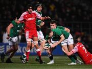 4 February 2022; Ben Brownlee of Ireland, supported by teammate James McCormick, is tackled by Ethan Fackrell of Wales during the U20 Six Nations Rugby Championship match between Ireland and Wales at Musgrave Park in Cork. Photo by Piaras Ó Mídheach/Sportsfile