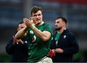 5 February 2022; Josh van der Flier of Ireland applauds the supporters after the Guinness Six Nations Rugby Championship match between Ireland and Wales at the Aviva Stadium in Dublin. Photo by David Fitzgerald/Sportsfile