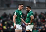 5 February 2022; James Hume, left, and Bundee Aki of Ireland during the Guinness Six Nations Rugby Championship match between Ireland and Wales at the Aviva Stadium in Dublin. Photo by David Fitzgerald/Sportsfile