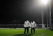 5 February 2022; Umpires Pat Hayes and John Dooley after the Allianz Hurling League Division 1 Group B match between Laois and Tipperary at MW Hire O'Moore Park in Portlaoise, Laois. Photo by Ray McManus/Sportsfile