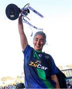 6 February 2022; St Sylvester's captain Dannielle Lawless lifts the cup after her side victory in the 2021 currentaccount.ie All-Ireland Ladies Intermediate Club Football Championship Final match between Castlebar Mitchels, Mayo and St Sylvester's, Dublin at Duggan Park in Ballinasloe, Galway. Photo by Michael P Ryan/Sportsfile