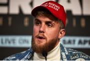 7 February 2022; Jake Paul, co-founder of Most Valuable Promotions, during a press conference in London, England announcing the WBA, WBC, IBF, WBO, and The Ring lightweight title bout between Katie Taylor and Amanda Serrano at Chase Square in Madison Square Garden, New York, USA. Photo by Mark Robinson / Matchroom Boxing via Sportsfile