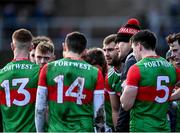 6 February 2022; Mayo manager James Horan speaks to his players during the Allianz Football League Division 1 match between Monaghan and Mayo at St Tiernach's Park in Clones, Monaghan. Photo by David Fitzgerald/Sportsfile