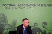 7 February 2022; FAI chief executive Jonathan Hill during the official launch of the FAI Strategy 2022-2025 at HBV Studios in Dublin. Photo by Stephen McCarthy/Sportsfile