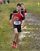 6 February 2022; Dylan Butler of St Josephs Foxford competing in the junior boys event during the Irish Life Health Connacht Schools Cross Country at Bushfield in Loughrea, Galway. Photo by Ben McShane/Sportsfile