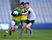 6 February 2022; John O'Leary of Gneeveguilla in action against Ronan O'Donnell of Kilmeena during the AIB GAA Football All-Ireland Junior Club Championship Final match between Gneeveguilla, Kerry, and Kilmeena, Mayo, at Croke Park in Dublin. Photo by Piaras Ó Mídheach/Sportsfile