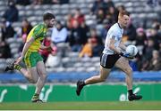 6 February 2022; Jack Carney of Kilmeena in action against Ronan Collins of Gneeveguilla during the AIB GAA Football All-Ireland Junior Club Championship Final match between Gneeveguilla, Kerry, and Kilmeena, Mayo, at Croke Park in Dublin. Photo by Piaras Ó Mídheach/Sportsfile