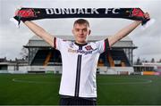 8 February 2022; Dundalk unveil new loan signing Lewis Macari at Oriel Park in Dundalk, Louth. Photo by Ben McShane/Sportsfile