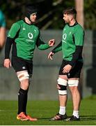 9 February 2022; James Ryan, left, and Iain Henderson during the Ireland rugby squad training at Carton House in Maynooth, Kildare. Photo by Brendan Moran/Sportsfile
