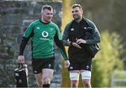 9 February 2022; Peter O’Mahony, left, and Tadhg Beirne arrive for Ireland rugby squad training at Carton House in Maynooth, Kildare. Photo by Brendan Moran/Sportsfile