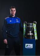 9 February 2022; Waterford manager Ian Morris with the SSE Airtricity League First Division trophy at the launch of the SSE Airtricity Premier & First Division and Women's National League 2022 season held at HBV Studios in Clarehall, Dublin. Photo by Harry Murphy/Sportsfile