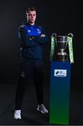 9 February 2022; Waterford manager Ian Morris with the SSE Airtricity League First Division trophy at the launch of the SSE Airtricity Premier & First Division and Women's National League 2022 season held at HBV Studios in Clarehall, Dublin. Photo by Harry Murphy/Sportsfile