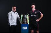 9 February 2022; Wexford FC manager Ian Ryan and Joe Manley of Wexford FC with the SSE Airtricity League First Division trophy at the launch of the SSE Airtricity Premier & First Division and Women's National League 2022 season held at HBV Studios in Clarehall, Dublin. Photo by Harry Murphy/Sportsfile